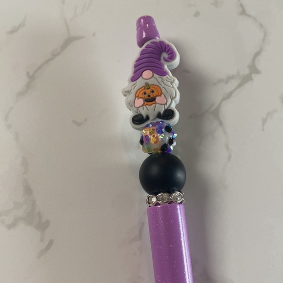 Halloween Gnome Focal bead sparkle Purple Beaded Pen Ink Refills Included - Picture 2 of 2